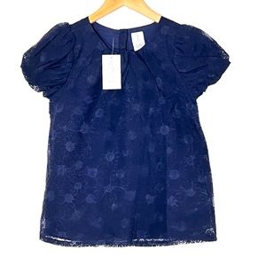 Joie Kids | NWT Navy puff sleeve loose fit short sleeve blouse size larg…